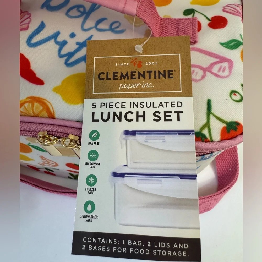 Clementine Colorful Insulated Lunch Bag Set
